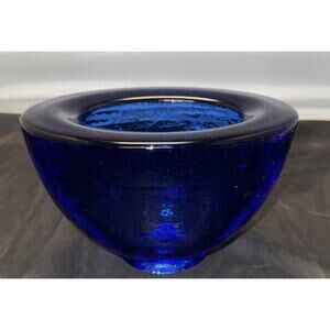 Fire and Light California 8” Cobalt Blue Recycled Art Glass Wide Lipped Bowl